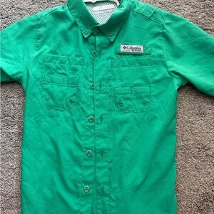 Columbia boys PFG Vibrant Green Casual Shirt